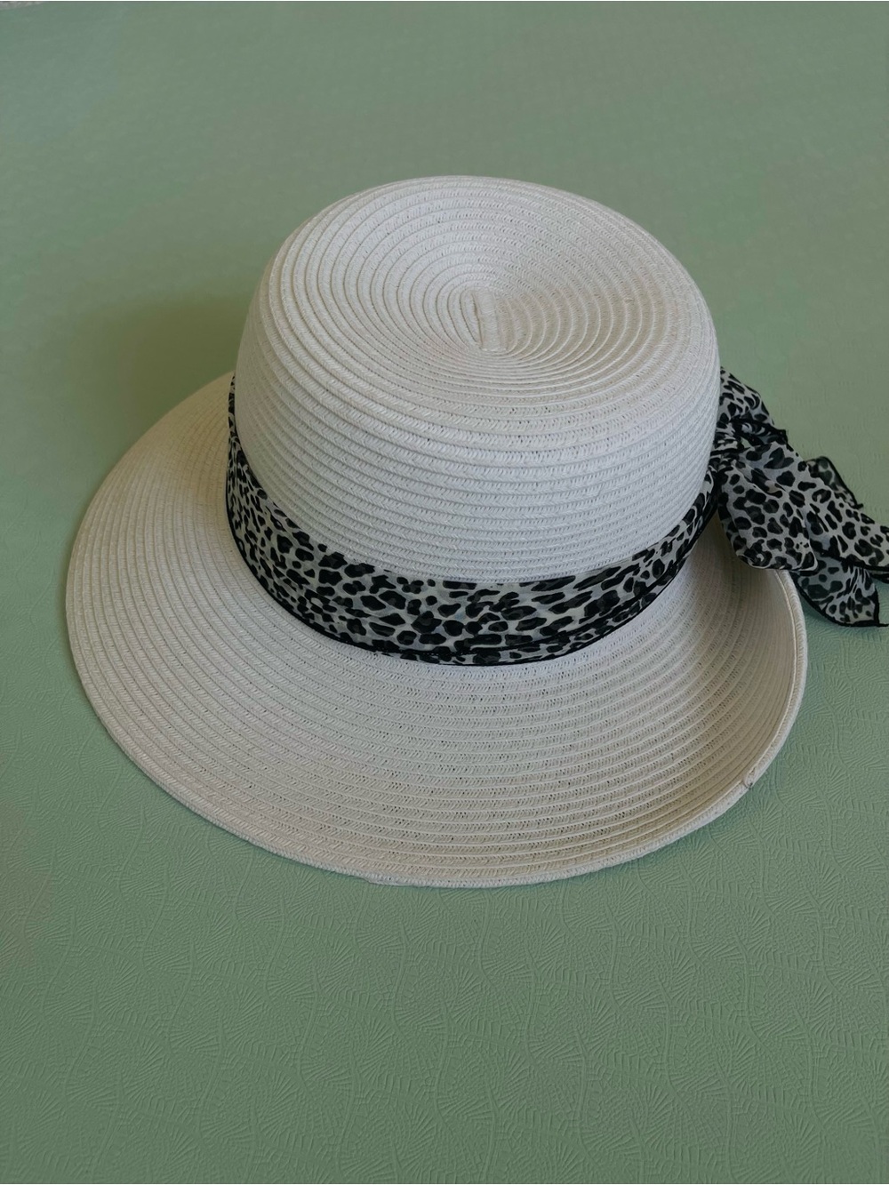 HBY Miami Sun Hat with Leopard-Print Scarf